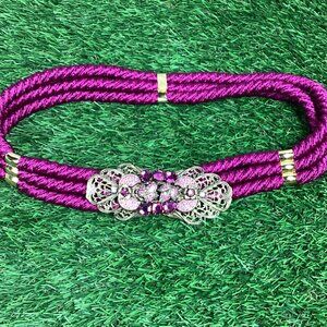 Vintage Gutos West Germany Purple Braided Rope & Rhinestone Belt S/M